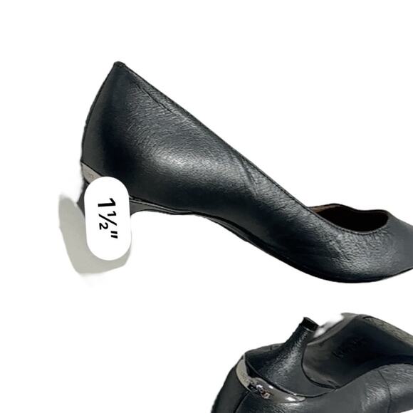 Calvin Klein GABRIANNA POINT TOE Leather Kitten Heel Pumps Size 6 gunmetal - Picture 8 of 10